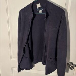 Lands' End blue zip up cardigan. American Airlines